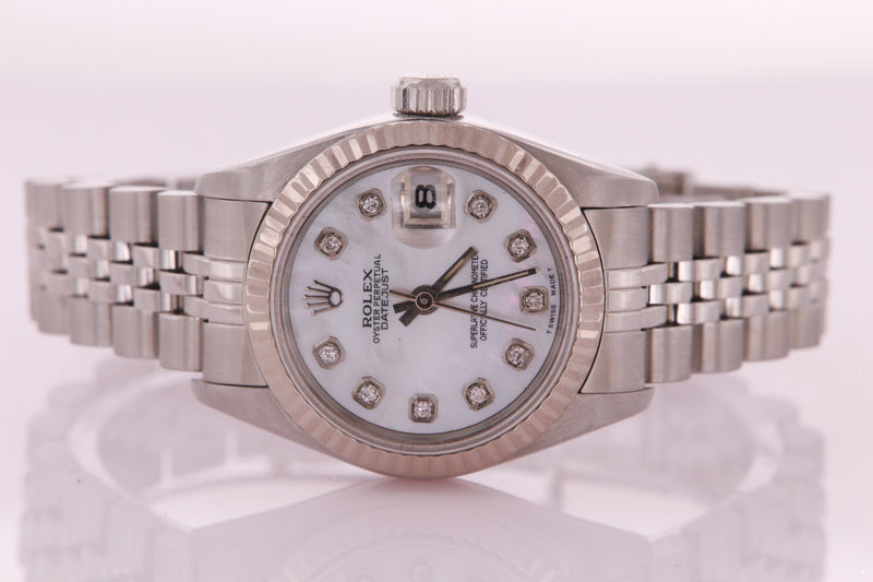 Rolex Datejust Ladies Stainless Steel Mother of Pearl  Diamond Dial 69174
