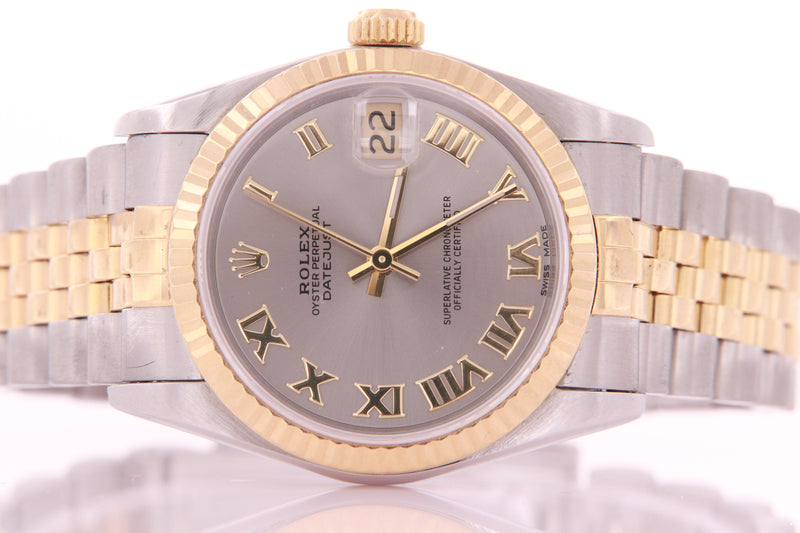 Rolex Datejust Ladies Midsize Stainless Steel & Gold Watch 68273 with Papers