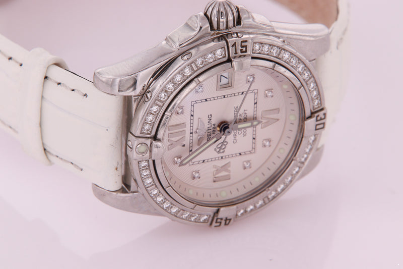 Breitling Galactic Cockpit Ladies Diamond Watch Ref A71356 Stainless Steel Watch