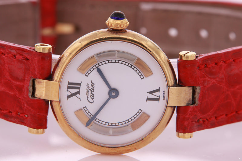 Must de Cartier Ladies Gold Plated Silver Watch Cartier Vermeil Quartz Watch