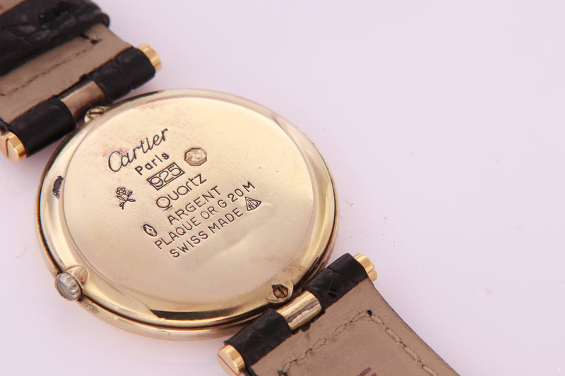 Cartier Gold Plated Silver Ladies Unisex Silver Quartz Watch - 30 mm