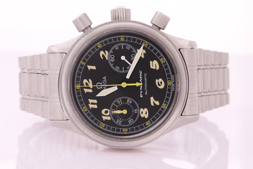 Omega Dynamic Chronograph Stainless Steel Automatic Mens Vintage Watch with Box