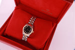 Rolex Datejust Ladies Stainless Steel & Yellow Gold 69173 Diamond Watch Black Factory Diamond Dial