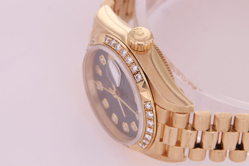 Rolex Datejust Ladies 18K Gold Automatic Blue Diamond Dial Watch with Rolex Box 69268