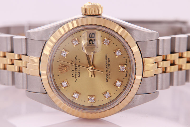 Rolex Datejust Ladies Stainless Steel & Yellow Gold 69173 Diamond Watch