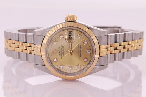 Rolex Datejust Ladies Stainless Steel & Yellow Gold 69173 Diamond Watch