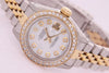 Rolex Datejust Ladies Stainless Steel & Yellow Gold 69173 Diamond Watch Pearl face