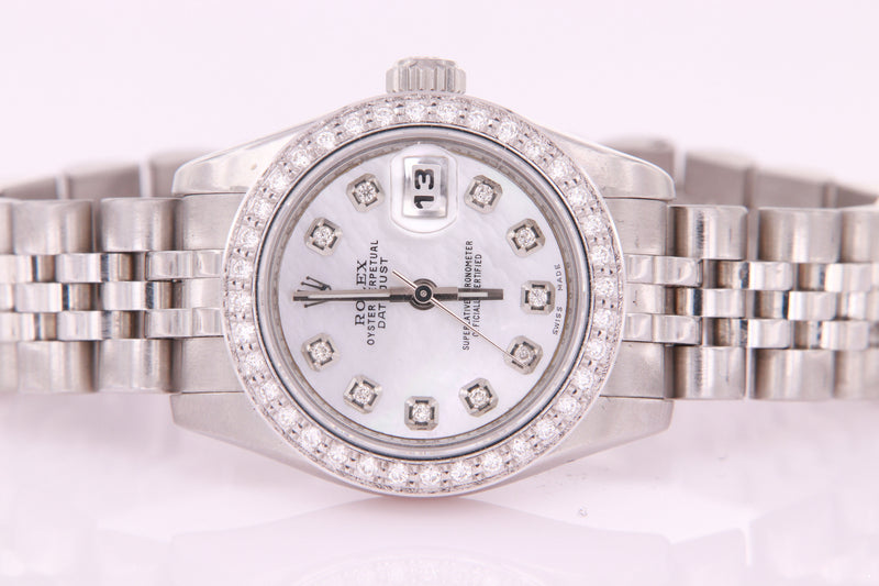 Rolex Datejust Ladies Stainless Steel Diamond Watch 179174 with Box and Papers
