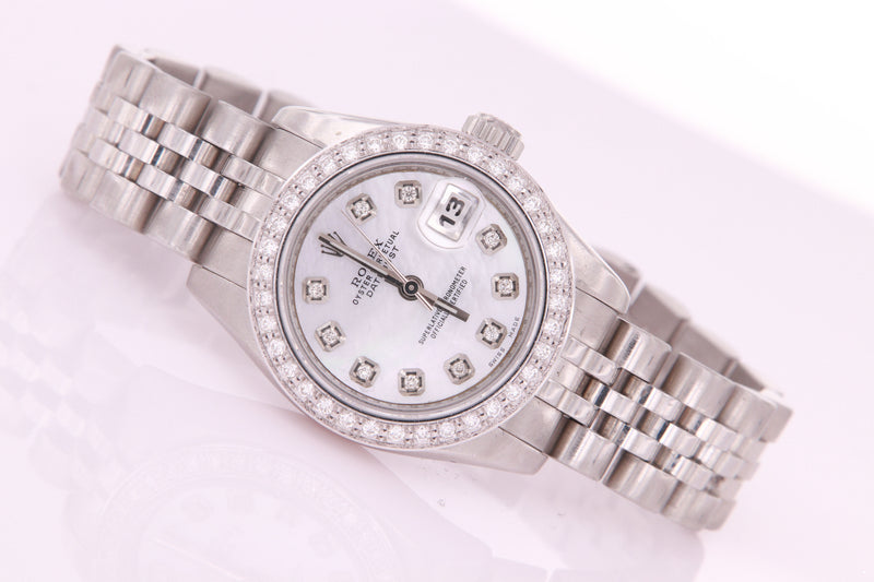 Rolex Datejust Ladies Stainless Steel Diamond Watch 179174 with Box and Papers