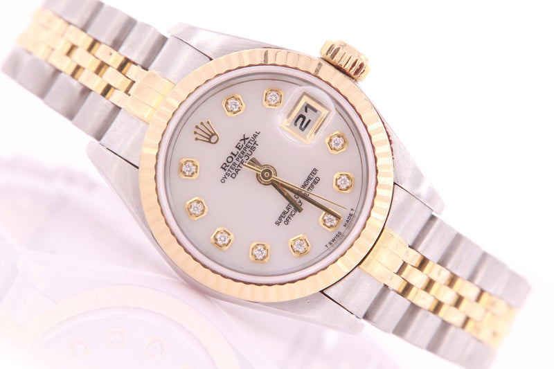 Rolex Datejust Ladies Stainless Steel & Gold Automatic Diamond Watch with Papers
