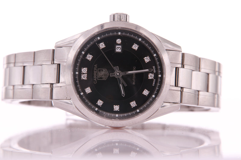 Tag Heuer Carrera Ladies Automatic Watch Re WV2410 Stainless Steel Diamond Watch